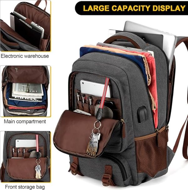 Tzowla Canvas Laptop Backpack for Men – Durable, Spacious and Functional - Image 4