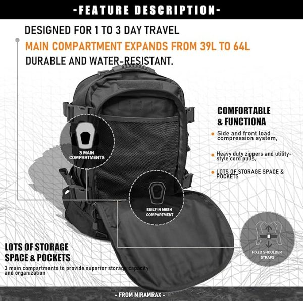 Tactical Backpack Military Army Daypack - Assault Pack for Men - Image 2