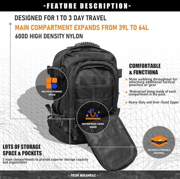 Tactical Backpack Military Army Daypack - Assault Pack for Men - Image 3